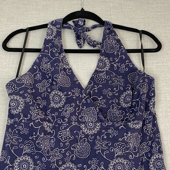 Reitmans Halter Neck Sundress Blue Paisley Cotton Sz 13 - Picture 2 of 10